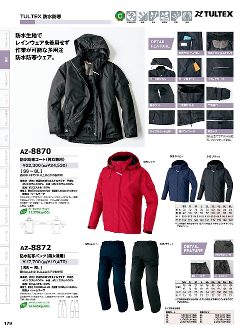 AZ8870 防水防寒コート(男女兼用)のカタログページにジャンプします
