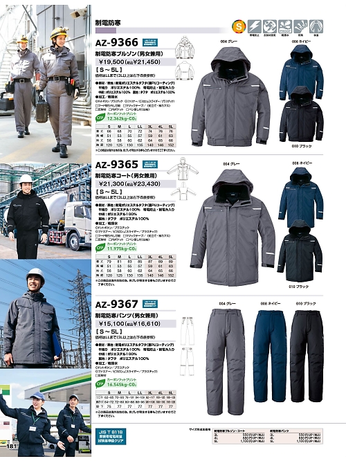 AZ9365 制電防寒コート(男女兼用)のカタログページにジャンプします