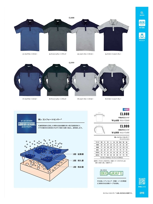 CL888 半袖ポロシャツのカタログページにジャンプします