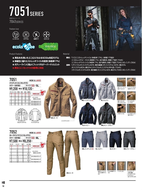 7052 カーゴパンツのカタログページにジャンプします