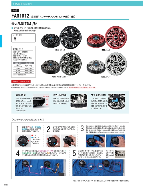 FA01012 14.4V対応ファン2個のカタログページにジャンプします