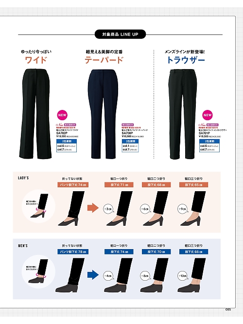 SA702P 裾上げ楽々パンツのカタログページにジャンプします