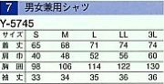 Y5745 シャツ(16廃番)のサイズ画像