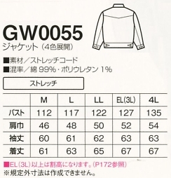 GW0055 ジャケットのサイズ画像