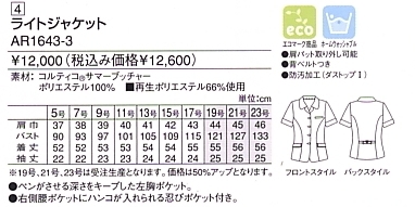 AR1643 オーバーブラウス(14廃番)のサイズ画像