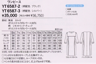 YT6587 ワンピース(13廃番)のサイズ画像