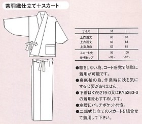 MN5526-2 着物(茶羽織スカート)12廃のサイズ画像