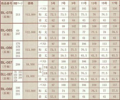 BL085 長袖ブラウスのサイズ画像