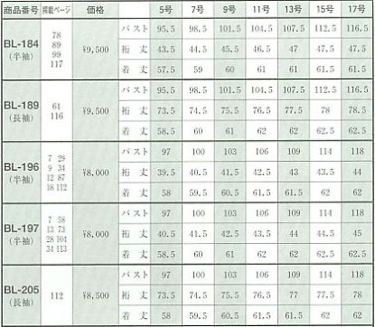 BL189 長袖ブラウスのサイズ画像