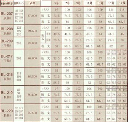 BL207 長袖ブラウスのサイズ画像