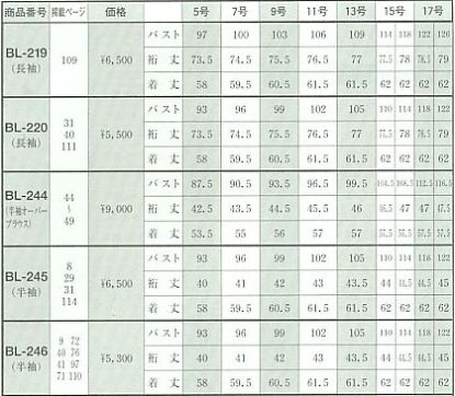 BL220 長袖ブラウス(14廃番)のサイズ画像