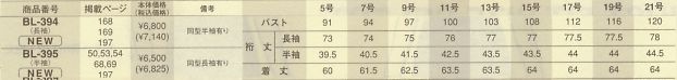 BL394 長袖ブラウス(15廃番)のサイズ画像