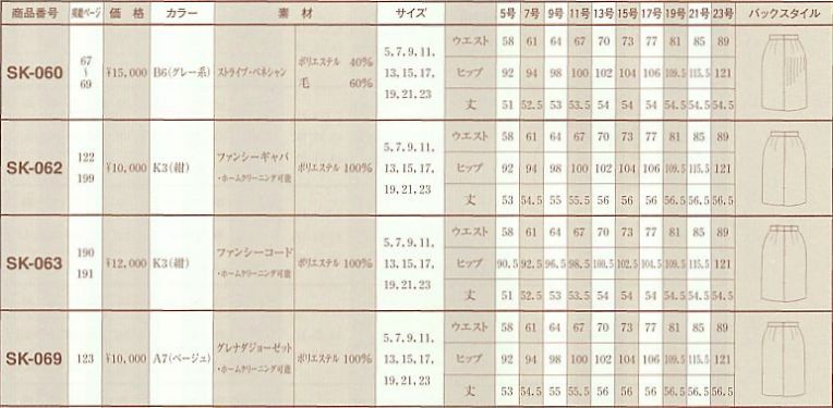 SK062 スカートのサイズ画像