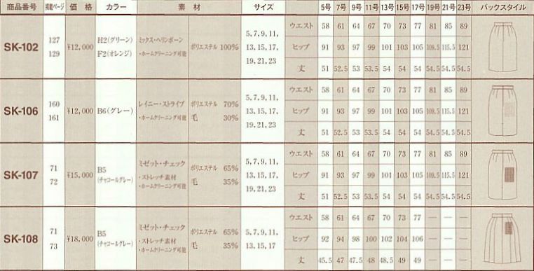 SK108 スカートのサイズ画像