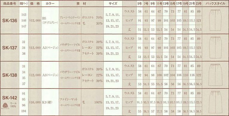 SK137 スカートのサイズ画像