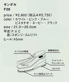 F28 サンダル(廃番)のサイズ画像