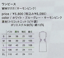 WH1111 チェンジカラーワンピースのサイズ画像