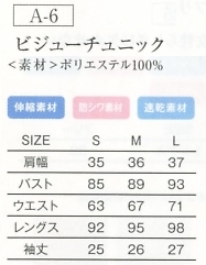 A-6 ビジューチュニック(廃番)のサイズ画像