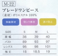 M-22 ブレードワンピースのサイズ画像