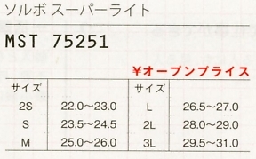 MST75251 ライトインソール(返品不可)のサイズ画像