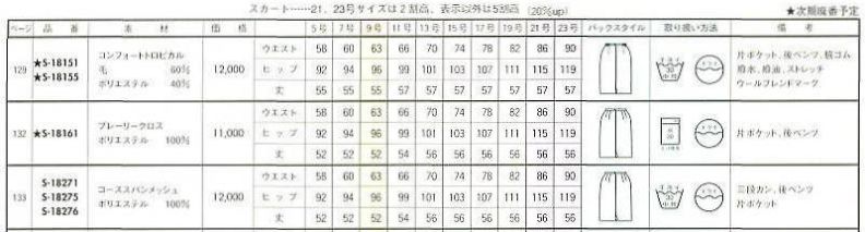 S18271 スカートのサイズ画像