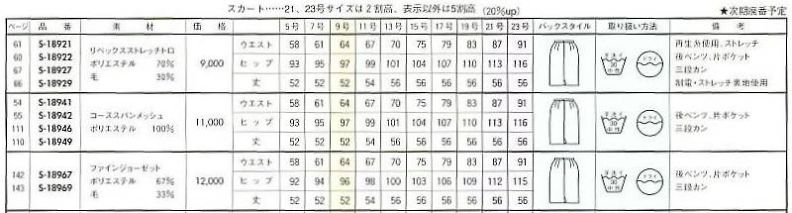 S18941 スカート(廃番)のサイズ画像