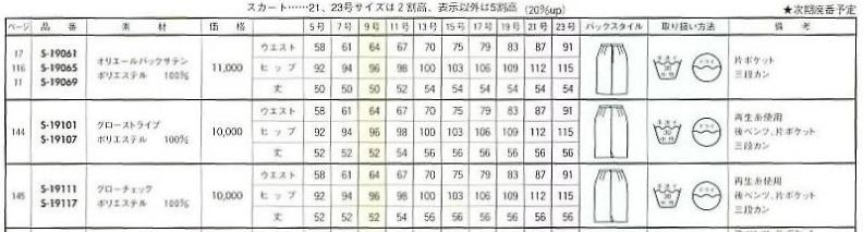 S19061 スカート(ネイビー)(廃番)のサイズ画像