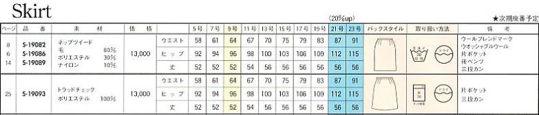 S19082 スカートのサイズ画像