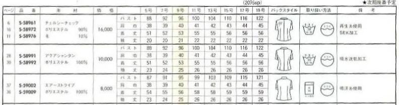 S58961 オーバーブラウス(14廃番)のサイズ画像