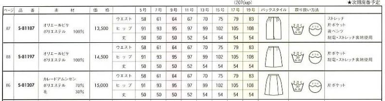 S81207 スカートのサイズ画像