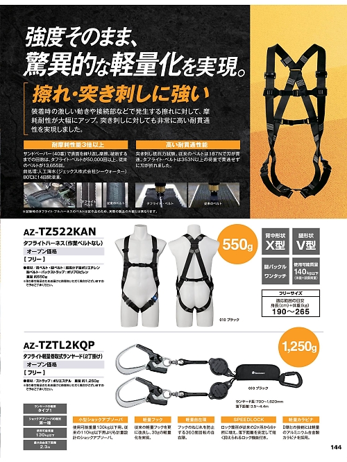 AZTZ522KAN タフライトハーネス(作業ベルトなし)のカタログページにジャンプします