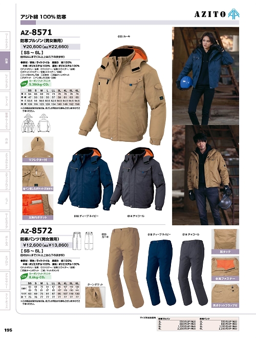 AZ8571 防寒ブルゾン(男女兼用)のカタログページにジャンプします