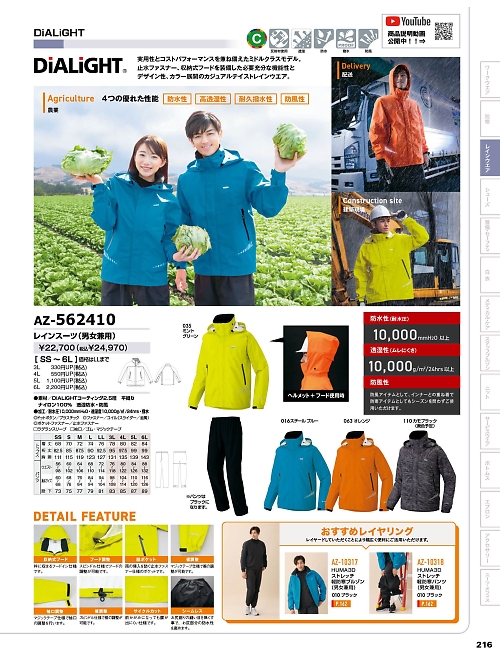 AZ562410 レインスーツのカタログページにジャンプします