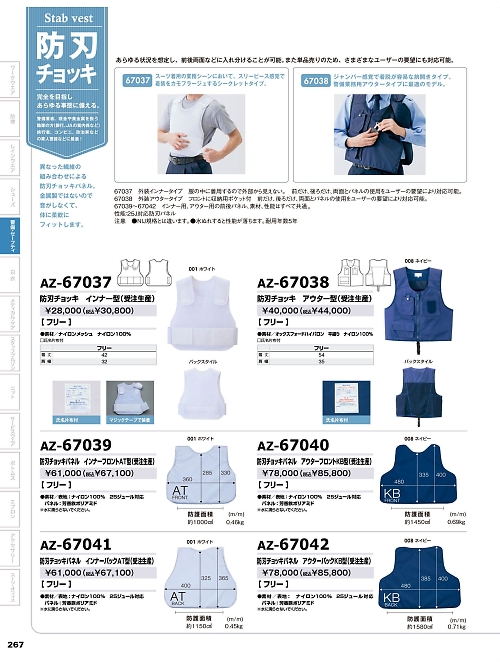 AZ67037 防刃チョッキインナー型(受注生産)のカタログページにジャンプします