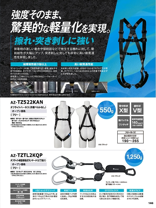 AZTZ522KAN タフライトハーネス(作業ベルトなし)のカタログページにジャンプします