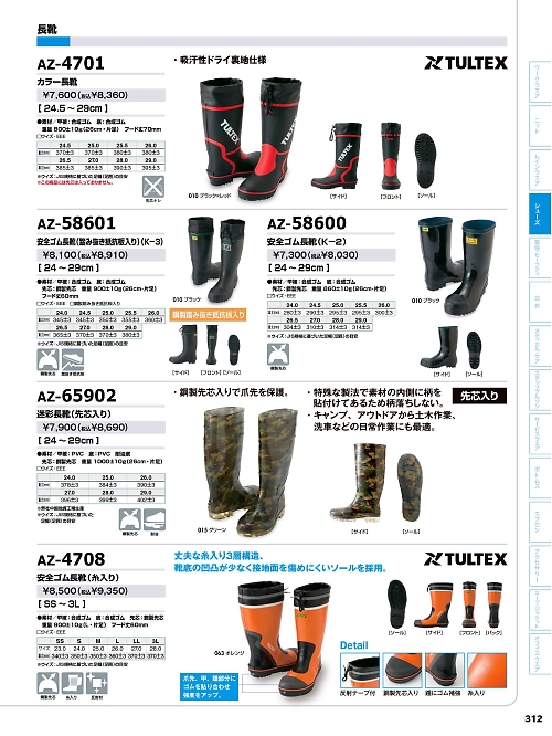 AZ58600 安全ゴム長靴K-2のカタログページにジャンプします
