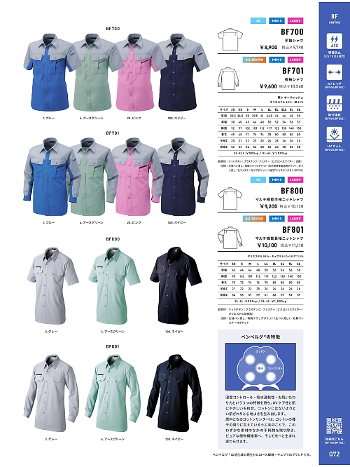BF801 マルチ機能長袖ニットシャツのカタログページにジャンプします