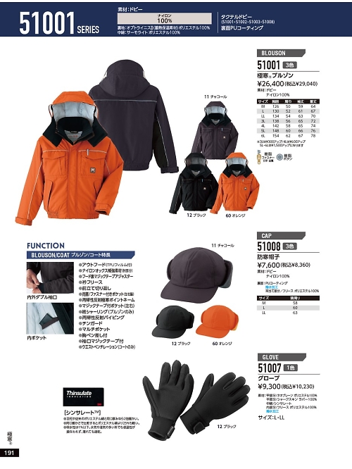 アサヒチョウ ASAHICHO WORKWEAR,51008 防寒帽子の写真は2021-22最新オンラインカタログ191ページに掲載されています。