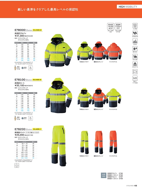 アサヒチョウ ASAHICHO WORKWEAR,E78200 高視認パンツの写真は2024-25最新オンラインカタログ48ページに掲載されています。