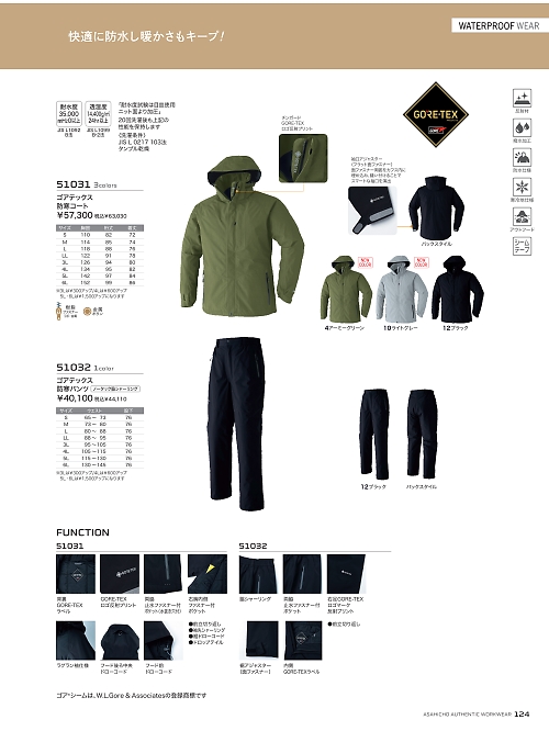 アサヒチョウ ASAHICHO WORKWEAR,51032 ゴア防寒パンツの写真は2024-25最新オンラインカタログ124ページに掲載されています。