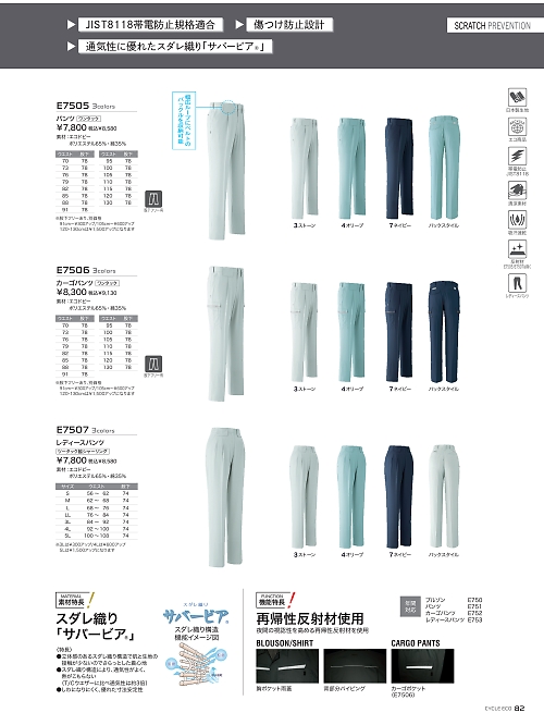 E7507 レディスパンツ(ツータック)のカタログページにジャンプします