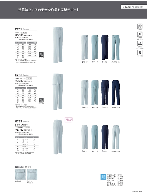 E753 レディスパンツ(ツータック)のカタログページにジャンプします