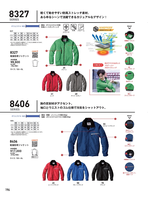 8406 軽量防寒ジャケットのカタログページにジャンプします
