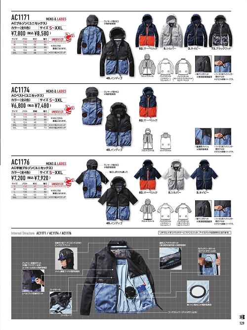 バートル(BURTLE),AC1176,半袖ブルゾン(空調服)の写真は2024最新カタログ129ページに掲載されています。