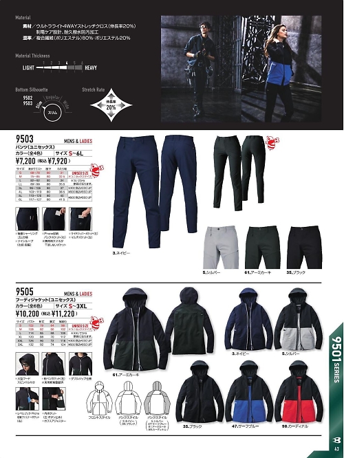 9505 フーディジャケットのカタログページにジャンプします