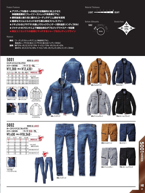 5002 カーゴパンツのカタログページにジャンプします