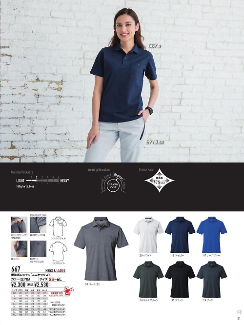 667 半袖ポロシャツのカタログページにジャンプします