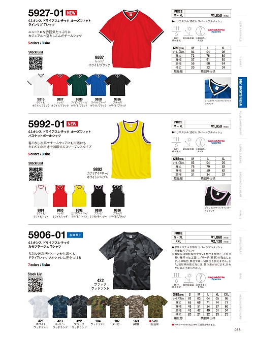 キャブ United Athle(ユナイテッドアスレ),5906-01,4.1オンスドライアスレチックカモフラージュTシャツの写真は2024-25最新カタログ68ページに掲載されています。