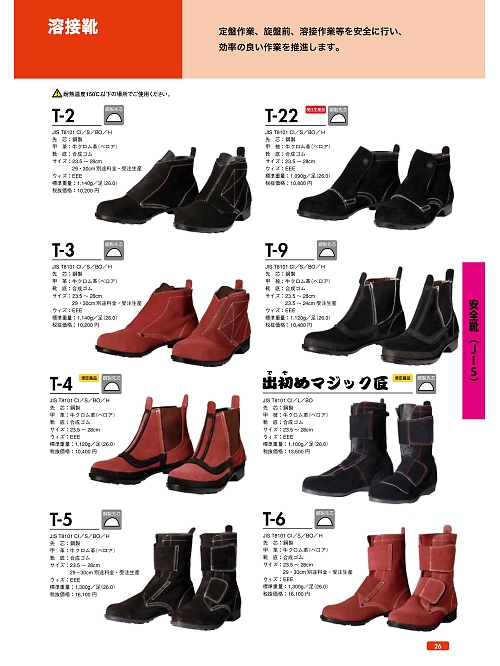 ＤＯＮＫＥＬ　ドンケル ＤＩＡＤＯＲＡ,T22 耐熱･溶接靴黒(安全靴)の写真は2022最新オンラインカタログ26ページに掲載されています。