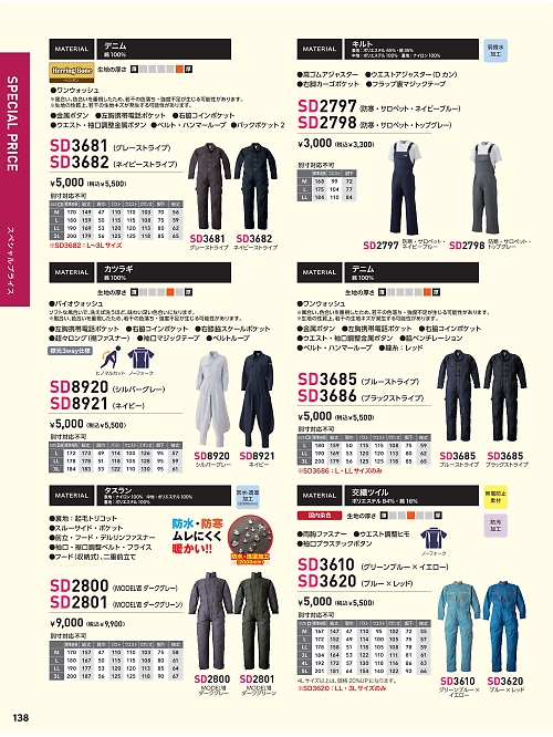 日の丸繊維 ＳｕｎＤｉｓｋ,SD2798 キルトサロペット(廃番)の写真は2024最新オンラインカタログ138ページに掲載されています。